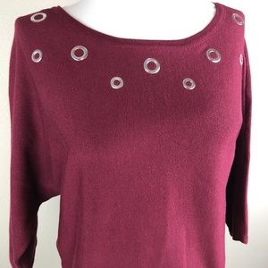 Verve Ami Elbow Sleeve Sweater Size S Burgundy